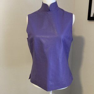Perforated leather tunic top by SHANGHAI TANG, EUC